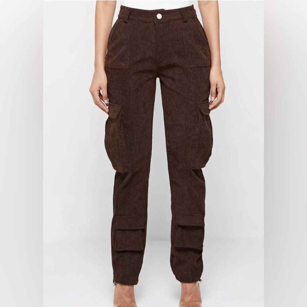 MANIÈRE DE VOIR CORDUROY MID RISE CARGO PANTS - BROWN